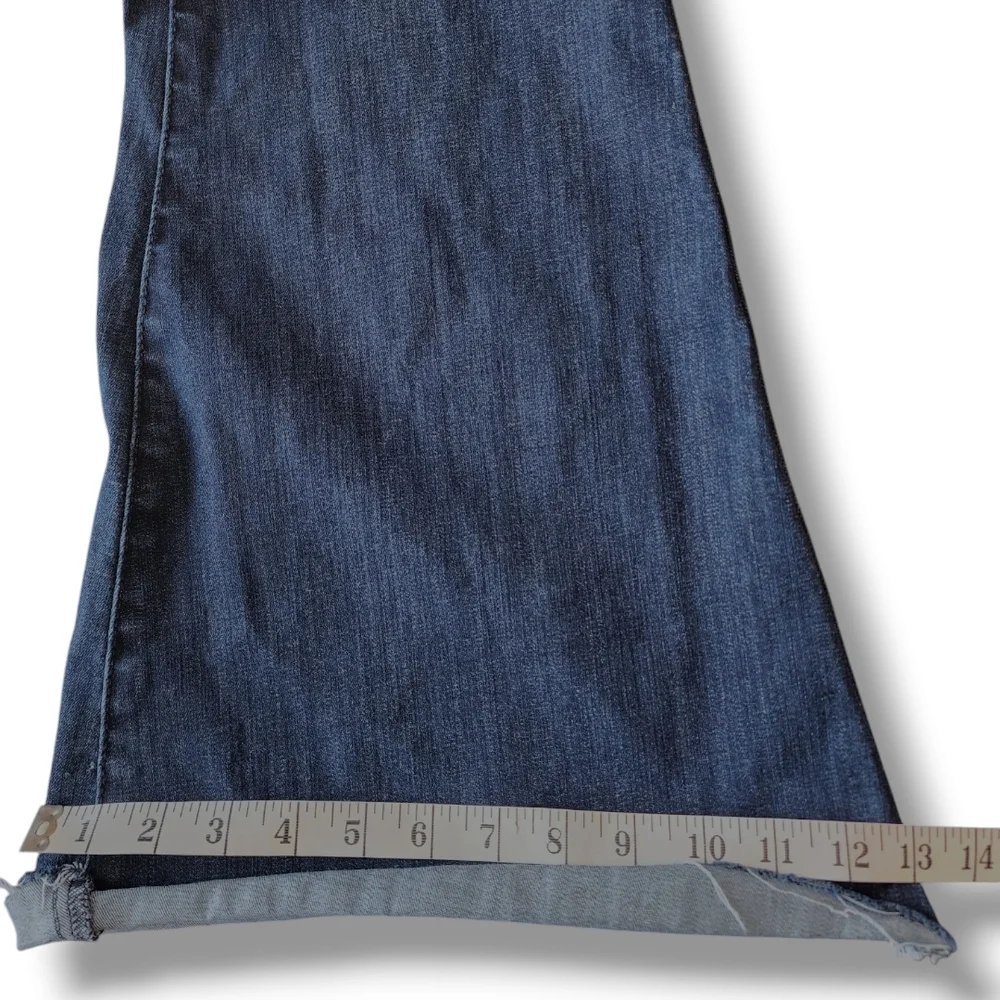 Judy Blue dark blue wash raw hem super stretch pull on super flare jeans 9/29 - Picture 8 of 13